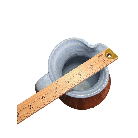 Ken Poole 1990 Rockhouse Pitcher Blue glaze Floral Embossed Signed Art Pottery